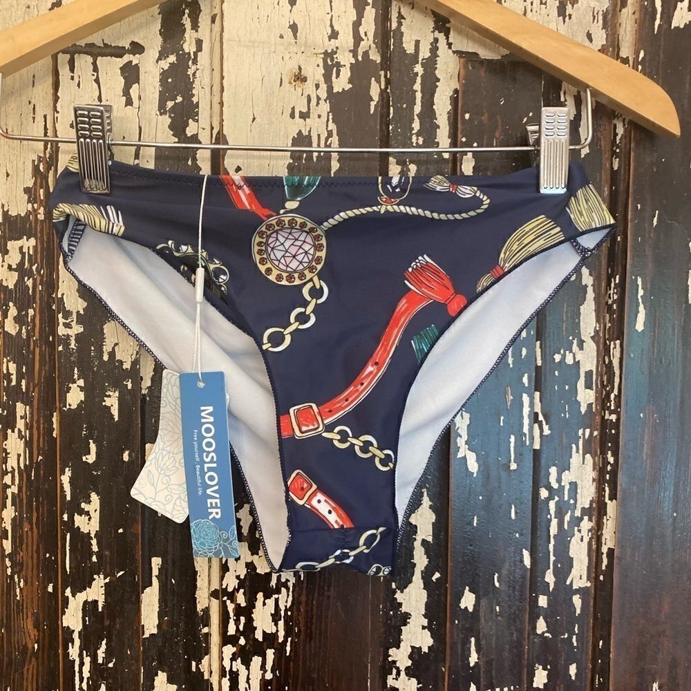 NWT Mooselover bikini bottom. Belt/Tassel print.